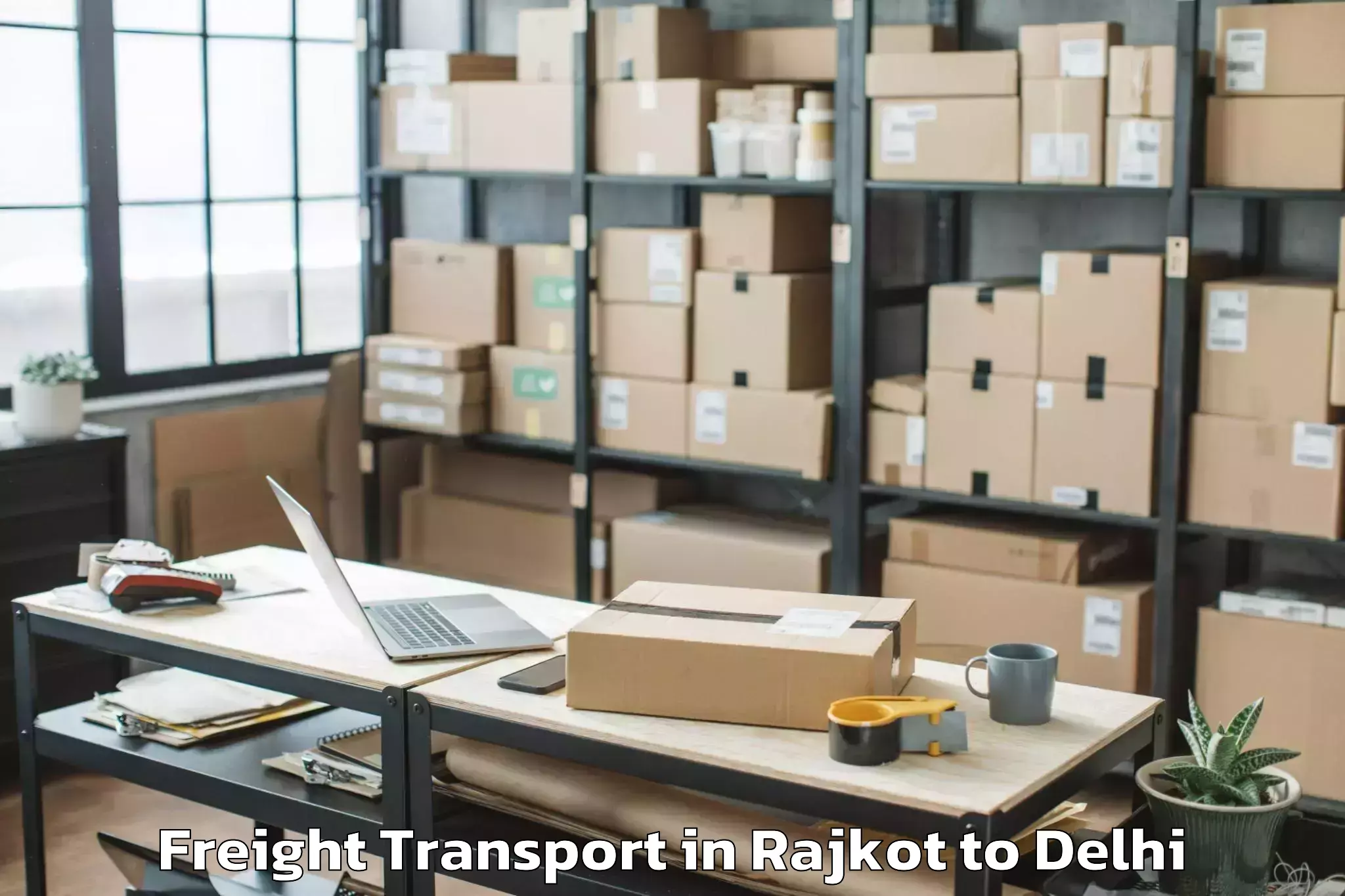 Reliable Rajkot to Najafgarh Freight Transport